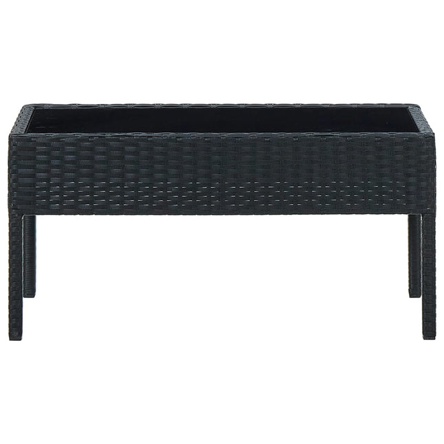 Tavolo da Giardino Nero 75x40x37 cm in Polyrattan