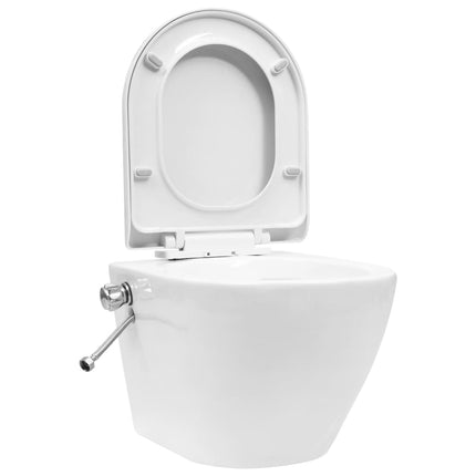 Toilette senza Bordo Sospesa con Funzione Bidet Ceramica Bianca