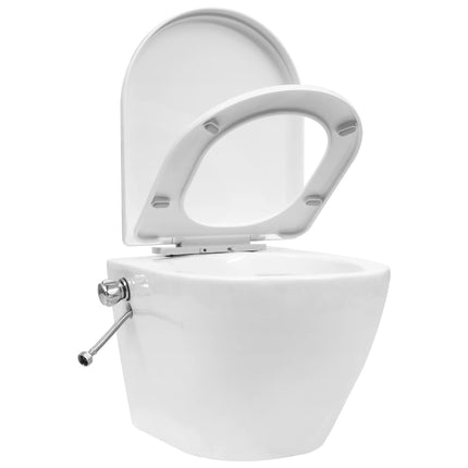 Toilette senza Bordo Sospesa con Funzione Bidet Ceramica Bianca