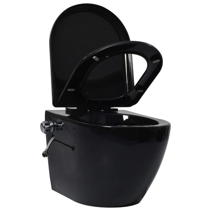 Toilette senza Bordo Sospesa con Funzione Bidet Ceramica Nera