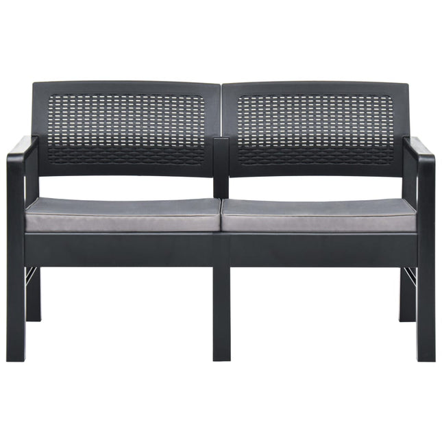 Panchina Giardino 2 Posti con Cuscini 120 cm Plastica Antracite
