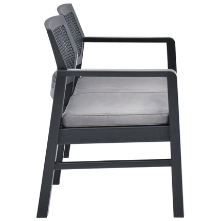Panchina Giardino 2 Posti con Cuscini 120 cm Plastica Antracite