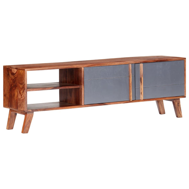 Mobile Porta TV Grigio 140x30x45 cm in Legno Massello