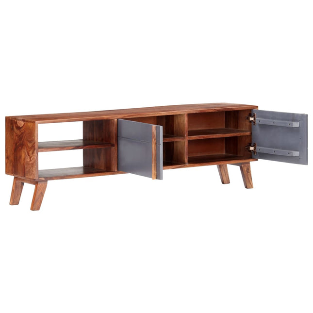 Mobile Porta TV Grigio 140x30x45 cm in Legno Massello
