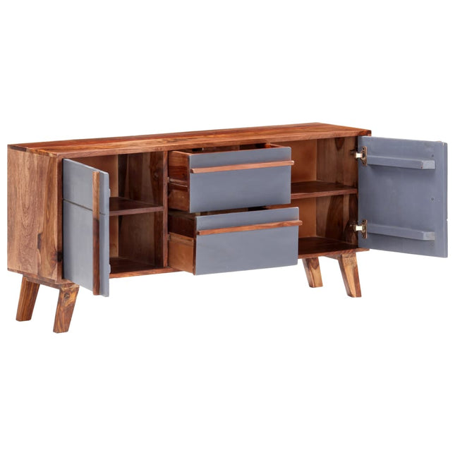 Credenza Grigia 120x30x55 cm in Legno Massello
