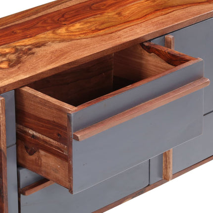 Credenza Grigia 120x30x55 cm in Legno Massello