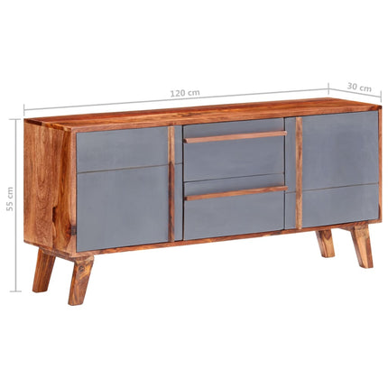 Credenza Grigia 120x30x55 cm in Legno Massello
