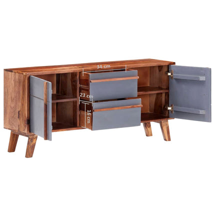 Credenza Grigia 120x30x55 cm in Legno Massello