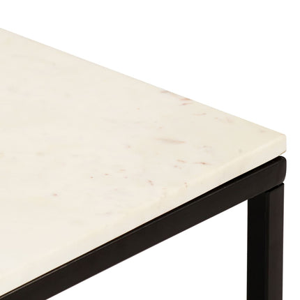 Tavolino da Salotto Bianco 40x40x35cm Pietra Vera Testura Marmo