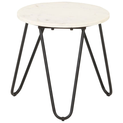 Tavolino da Salotto Bianco 40x40x40cm Pietra Vera Testura Marmo