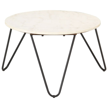 Tavolino da Salotto Bianco 65x65x42cm Pietra Vera Testura Marmo