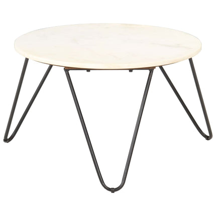 Tavolino da Salotto Bianco 65x65x42cm Pietra Vera Testura Marmo