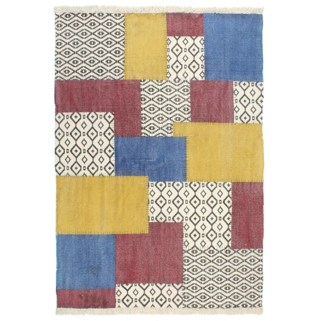 Tappeto Kilim Tessuto a Mano in Cotone 120x180 cm Multicolore