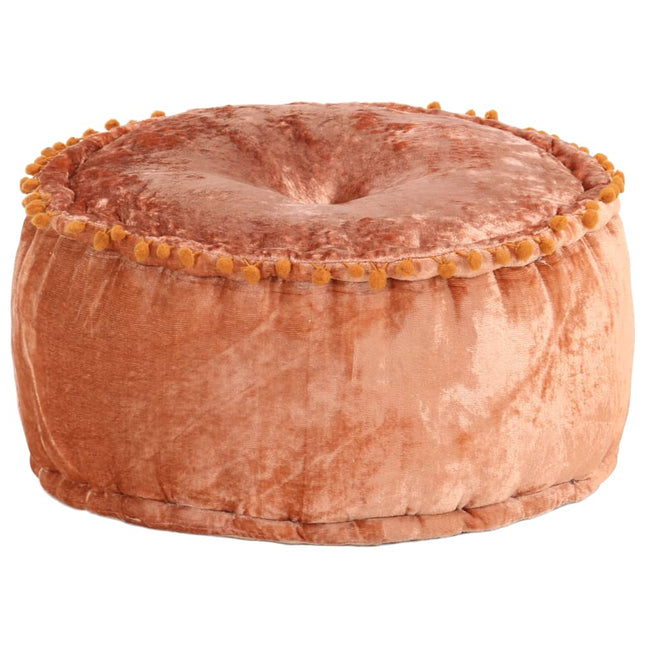 Pouf Rotondo in Velluto 40x20 cm Ruggine