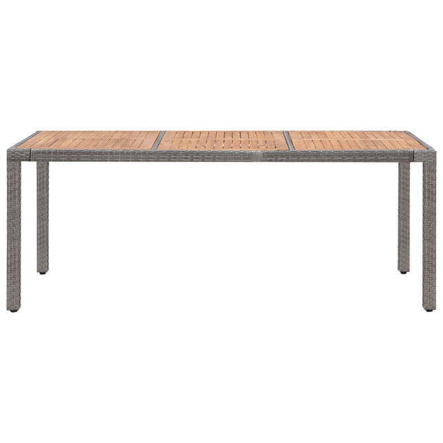 Tavolo Giardino Grigio 190x90x75cm Polyrattan Massello d'Acacia