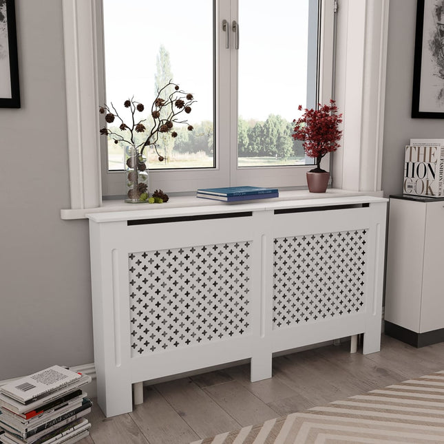 Coperture per Radiatori 2pz Bianche 152x19x81,5 cm in MDF