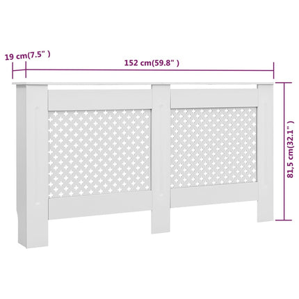 Coperture per Radiatori 2pz Bianche 152x19x81,5 cm in MDF