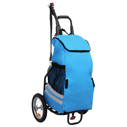 Rimorchio Pieghevole da Bici con Borsa Spesa Blu e Nero