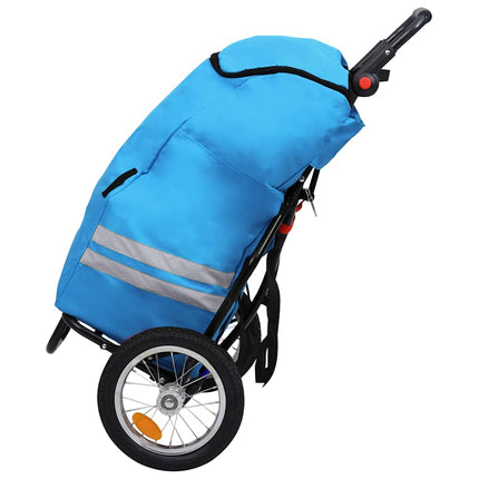Rimorchio Pieghevole da Bici con Borsa Spesa Blu e Nero