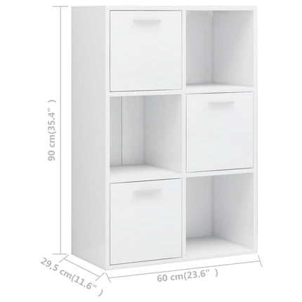 Armadietto Bianco Lucido 60x29,5x90 cm in Legno Multistrato
