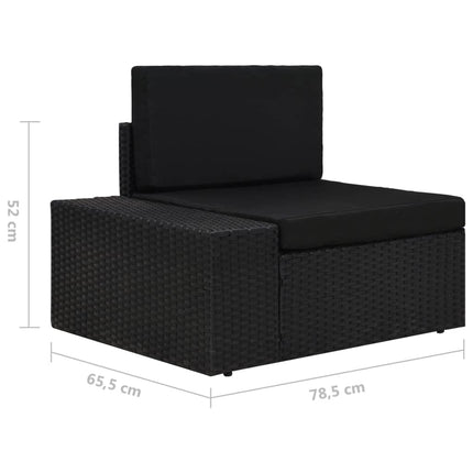 Divano ad Angolo Modulare Bracciolo Destro in Polyrattan Nero