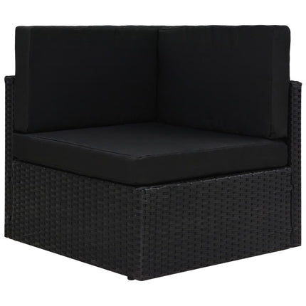 Divano ad Angolo Modulare in Polyrattan Nero