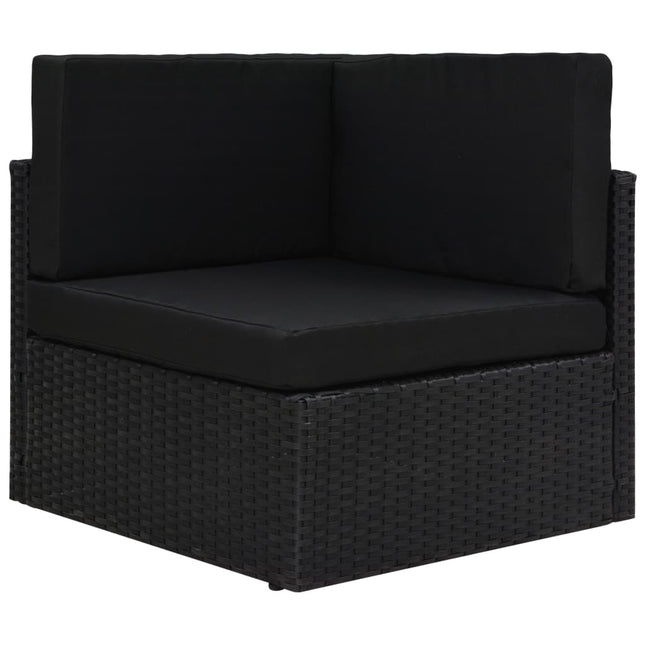 Divano ad Angolo Modulare in Polyrattan Nero