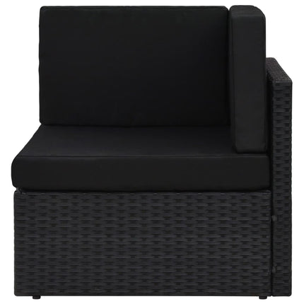 Divano ad Angolo Modulare in Polyrattan Nero