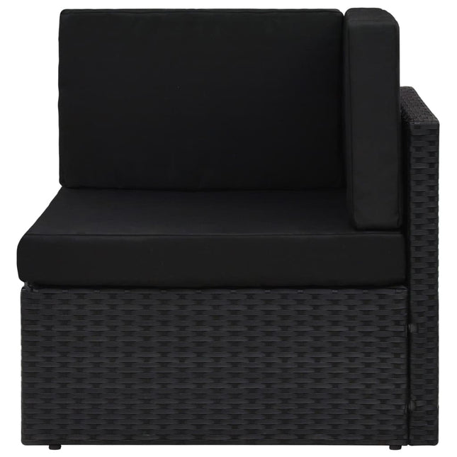 Divano ad Angolo Modulare in Polyrattan Nero