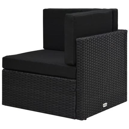 Divano ad Angolo Modulare in Polyrattan Nero