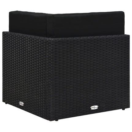 Divano ad Angolo Modulare in Polyrattan Nero