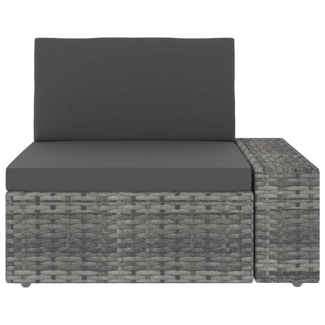Divano ad Angolo Modulare Bracciolo Sinistro Polyrattan Grigio