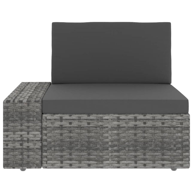 Divano ad Angolo Modulare Bracciolo Destro Polyrattan Grigio