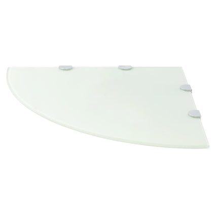 Scaffali Angolari 2 pz Supporti Cromati e Vetro Bianco 45x45 cm