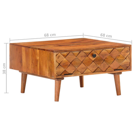 Tavolino da Caffè 68x68x38 cm in Legno Massello di Acacia