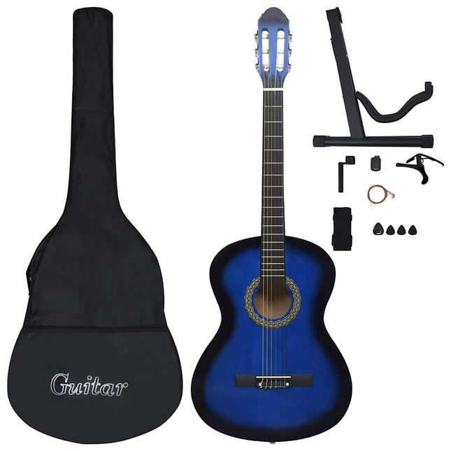 Set Chitarra Classica per Principianti 12 pz Blu 4/4 39"