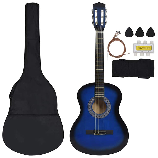 Set Chitarra Classica 8 pz per Principianti Blu 3/4 36"