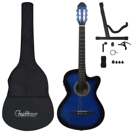 Set Chitarra Western 12 pz con Equalizzatore e 6 Corde Blu