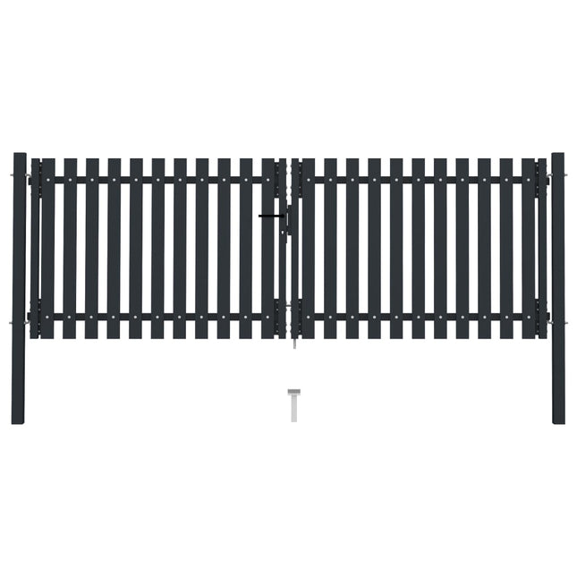 Cancello per Recinzione Doppio in Acciaio 306x125 cm Antracite
