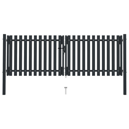 Cancello per Recinzione Doppio in Acciaio 306x150 cm Antracite