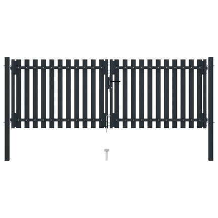 Cancello per Recinzione Doppio in Acciaio 306x150 cm Antracite