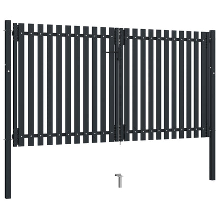 Cancello per Recinzione Doppio in Acciaio 306x200 cm Antracite