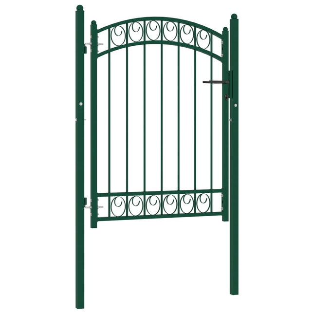 Cancello per Recinzione ad Arco in Acciaio 100x125 cm Verde