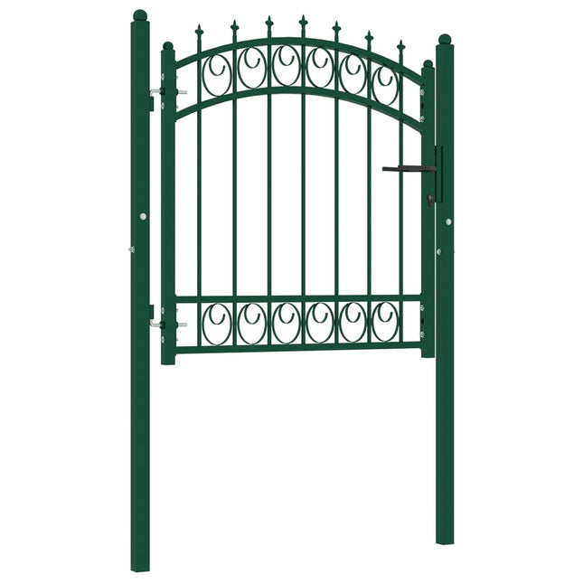 Cancello per Recinzione con Punte in Acciaio 100x100 cm Verde
