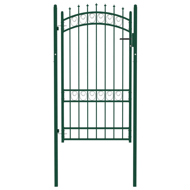 Cancello per Recinzione con Punte in Acciaio 100x175 cm Verde