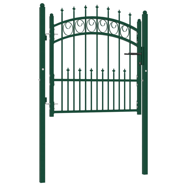 Cancello per Recinzione con Punte in Acciaio 100x100 cm Verde