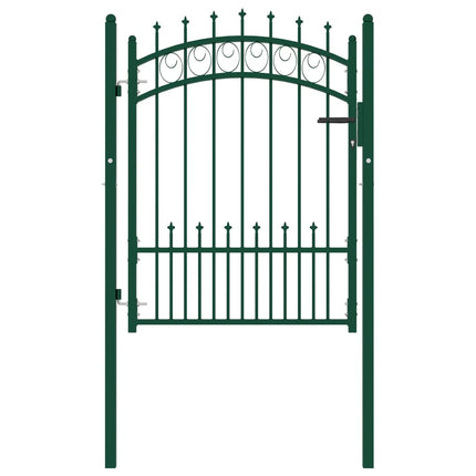 Cancello per Recinzione con Punte in Acciaio 100x125 cm Verde