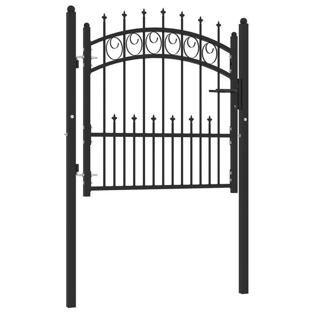 Cancello per Recinzione con Punte in Acciaio 100x100 cm Nero