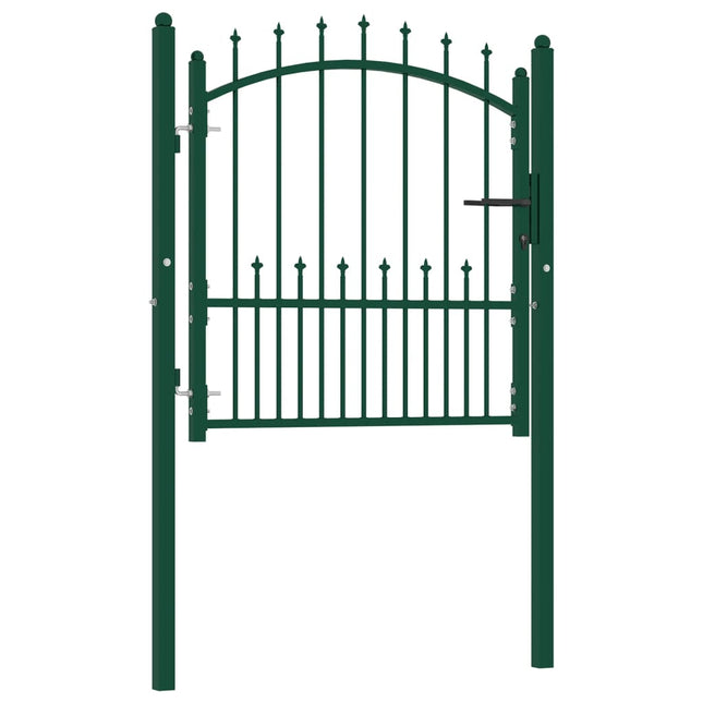Cancello per Recinzione con Punte in Acciaio 100x100 cm Verde