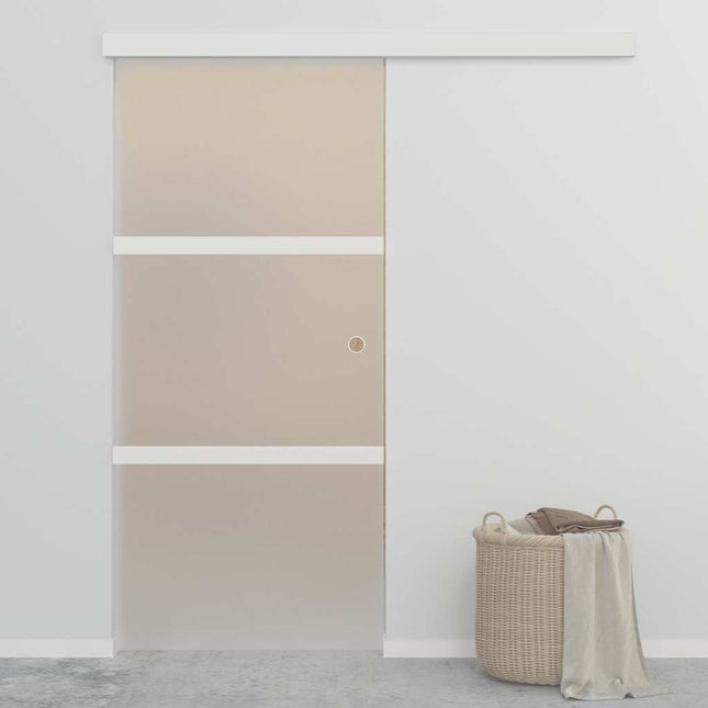 Porta Scorrevole in Vetro ESG e Alluminio 90x212cm Argento